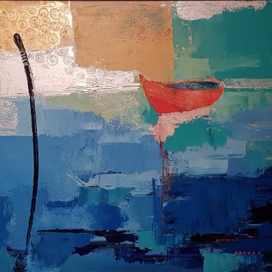 BATEAU D’AMOUR 65X81 cm, acrylique sur toile ©MILENABERCHOT